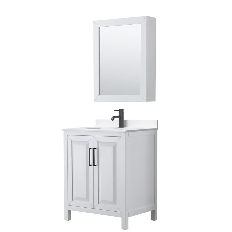 Daria 30'' W Vanity, Matte Black, White, Giotto Quartz