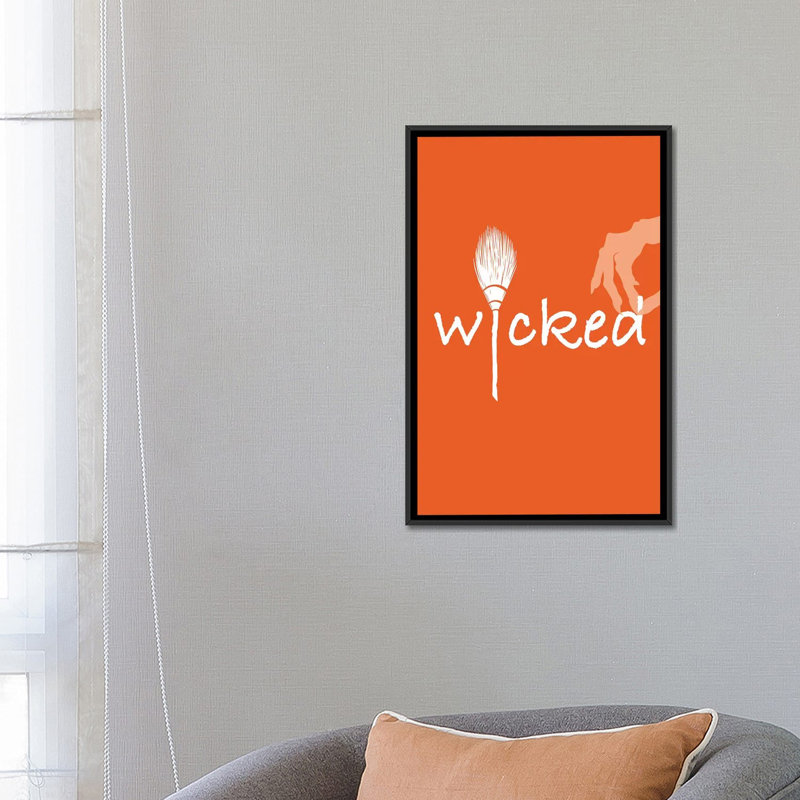 Wicked, art textuel sur toile tendue, H 26 po x l 18 po x P 1,5 po, Toile avec cadre flottant noir, Pas de tapis