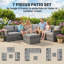 Ensemble de meubles de patio 7 pièces, modulaire d'extérieur en osier, gris clair