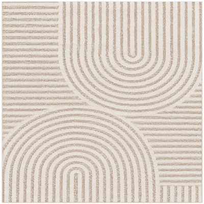 Tapis beige texturé antidérapant lavable à la machine 5 pi x 7 pi pour le salon, la chambre à coucher, la salle à manger, la chambre de bébé et le bureau