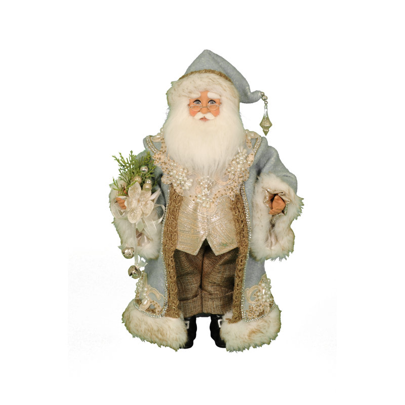 Figurine père noël bleu/blanc tiffany