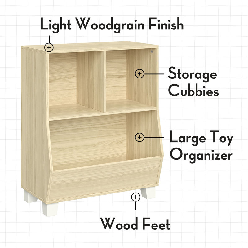 Light Woodgrain Kids' Adjustable Cubby Toy Organizer