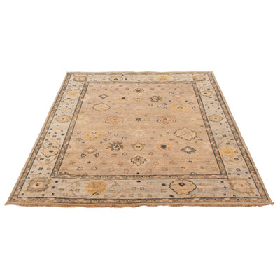 One of kind Hand-Knotted Jules Serapi Taupe Rug 7'11" x 9'11"