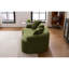 Canapé à compression, canapé courbé de style moderne pour petits espaces et appartements, chenille 30D sans assemblage, 3 coussins décoratifs. Vert.