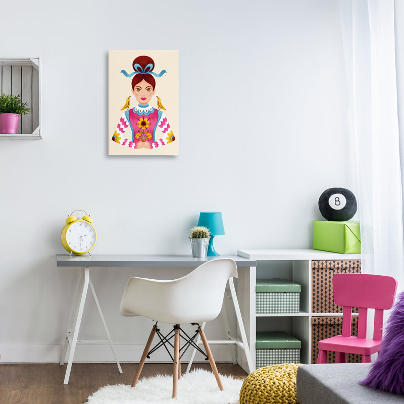 Toile brune avec des oiseaux, design par Hannah Moren, H 24 po x l 16 po
