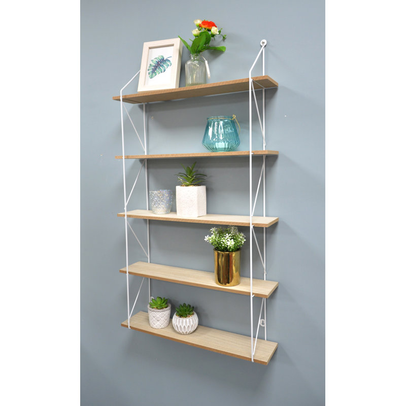 Geosvani 5 Piece Bracket Shelf, White