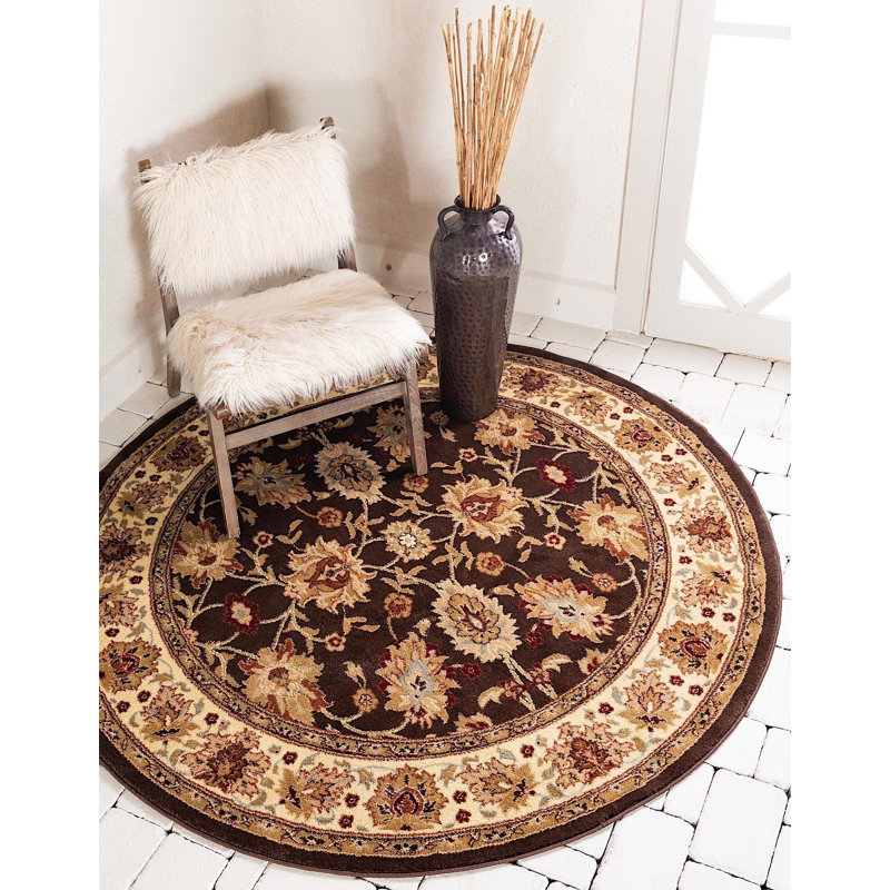 Tapis à motif oriental brun Odyssey, Rond 8 pi
