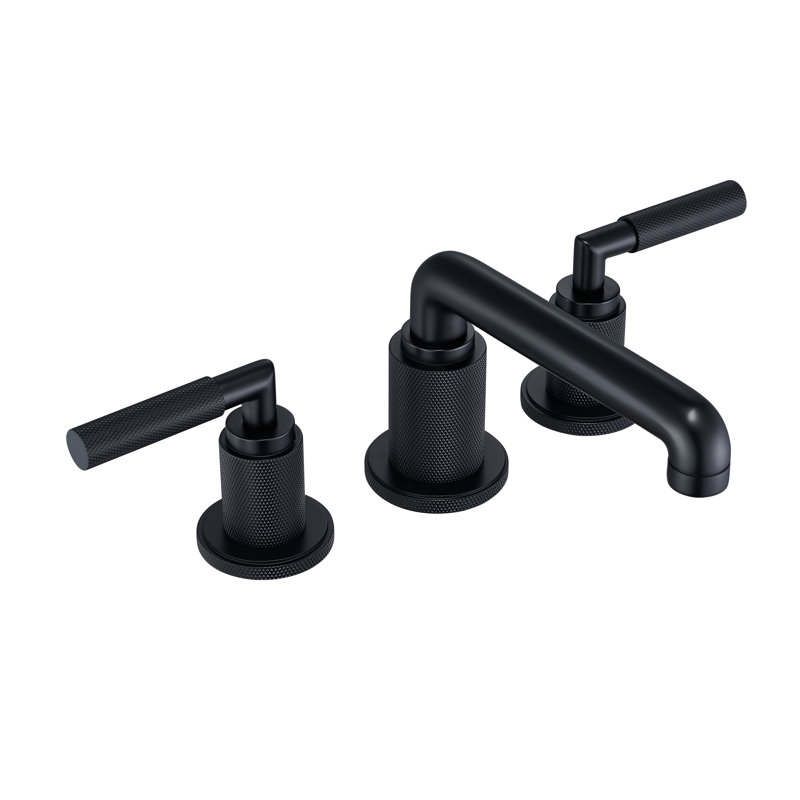 Robinet de lavabo de salle de bain surdimensionné à 3 trous et 2 poignées avec bonde escamotable en laiton, Noir mat