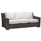 Rustic 81.25" Wide Outdoor Wicker Patio Sofa with Cushions
