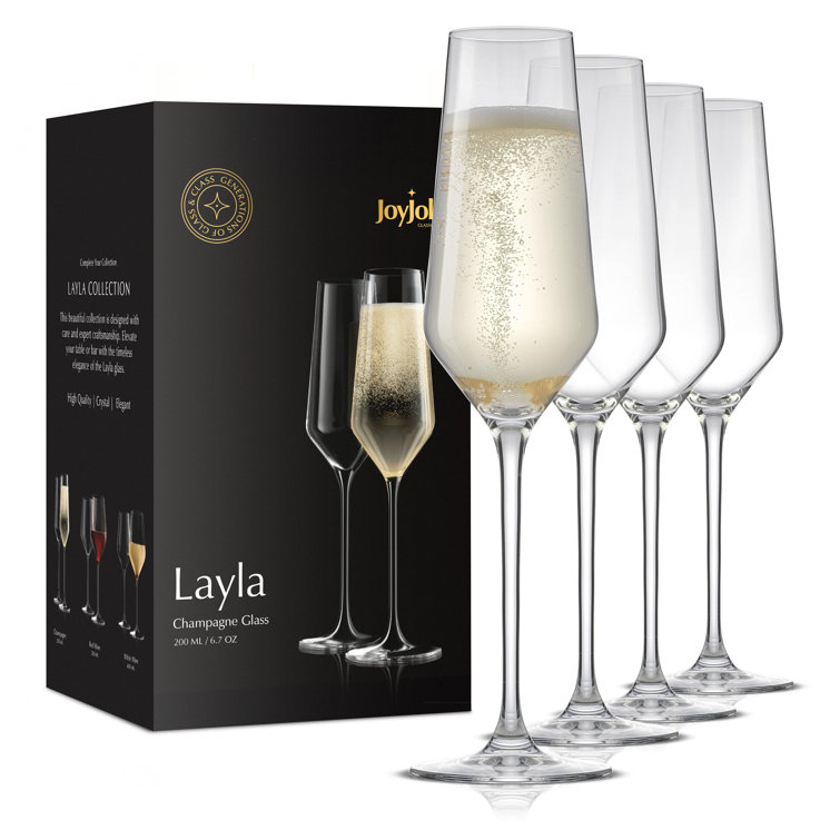 JoyJolt Layla 4 - Piece 30.7oz. Lead Crystal Red Wine Glass Stemware Set