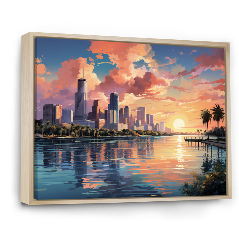 Sunshines State Miami IV, H 34 po x l 44 po x P 1,5 po, Cadre naturel flottant