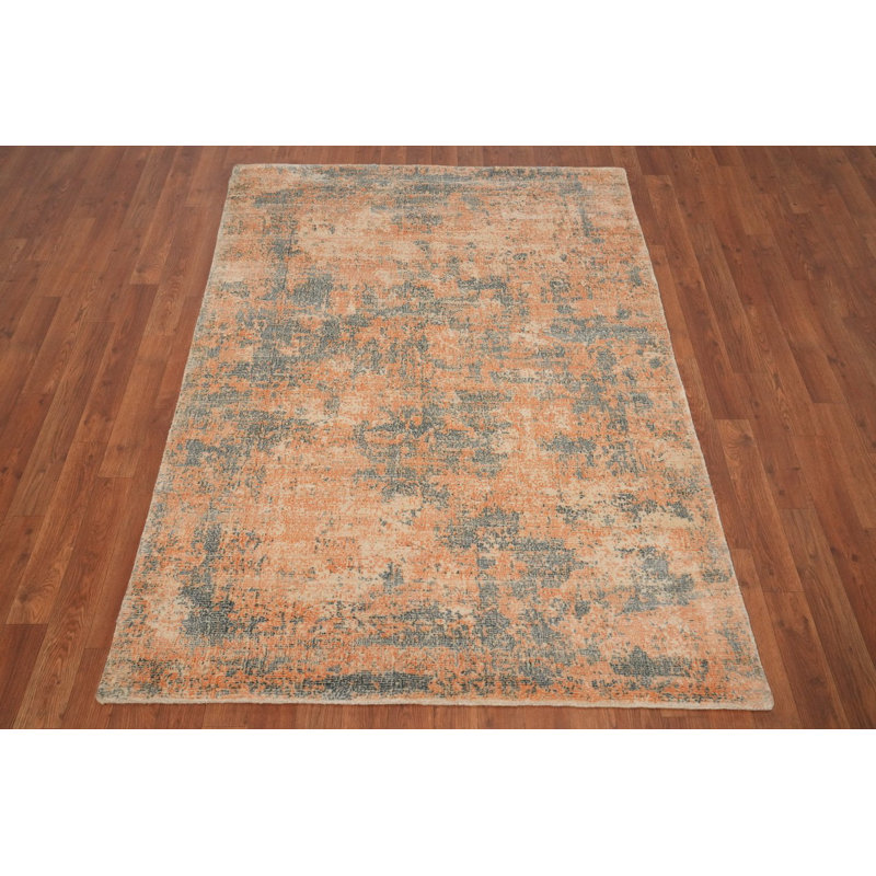 Distressed Look Abstract Modern Accent Rug 4x6