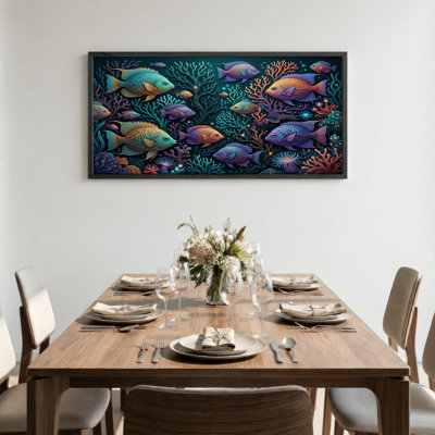 Colorful Patterned Fish And Coral Reefs Canvas Wall Art