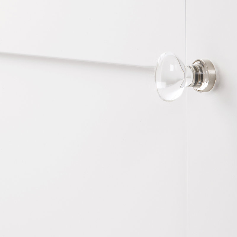 Satin Nickel Round Glass Cabinet Knob with Mounting Hardware