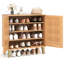 2-door Shoe Cabinet With Ventilated Woven Doors & 3 Removable Shelves For Entryway