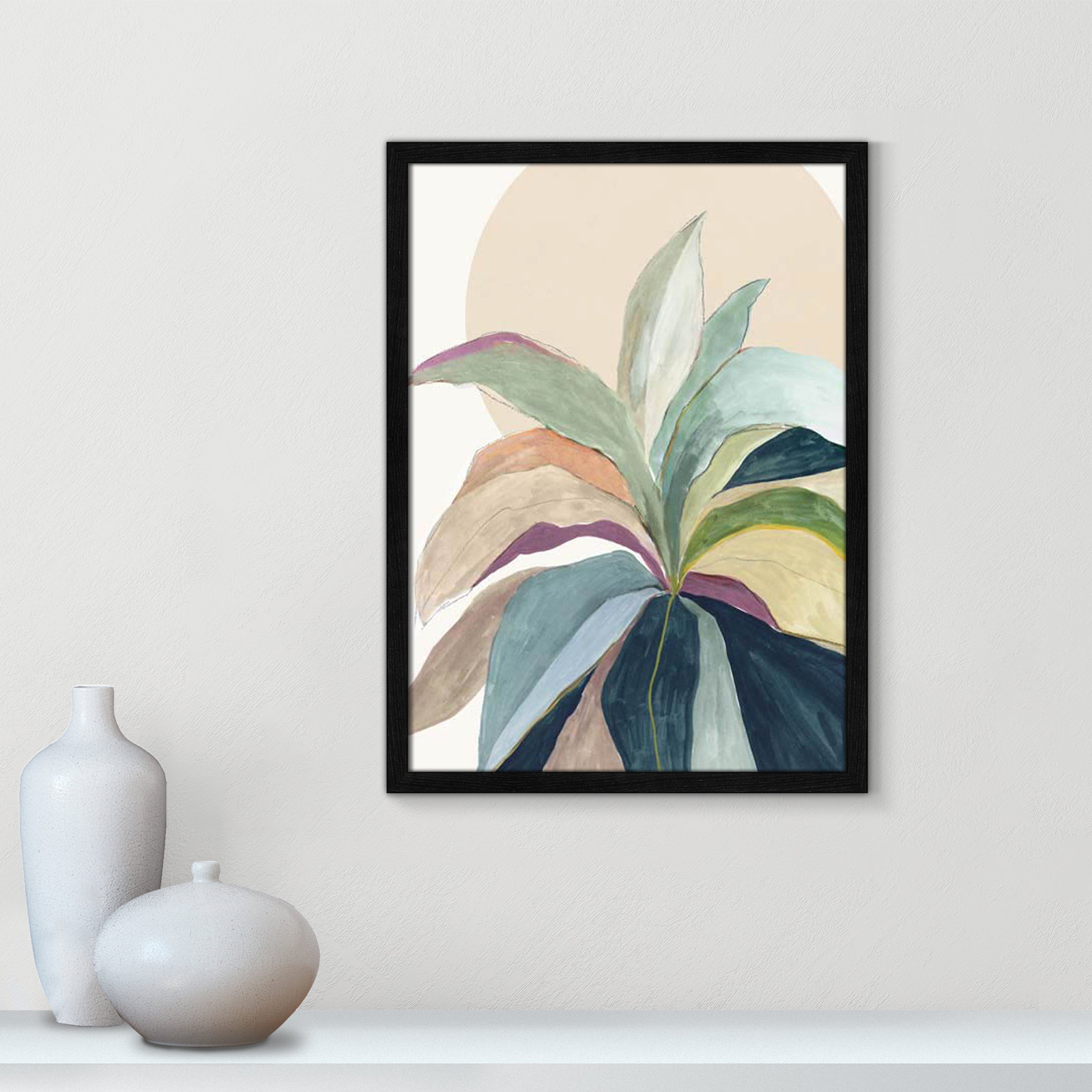 Sunny Bright Leaves II by Asia Jensen, 23" H x 17" W x 0.75" D, Black Slim Unmatted Picture Framed
