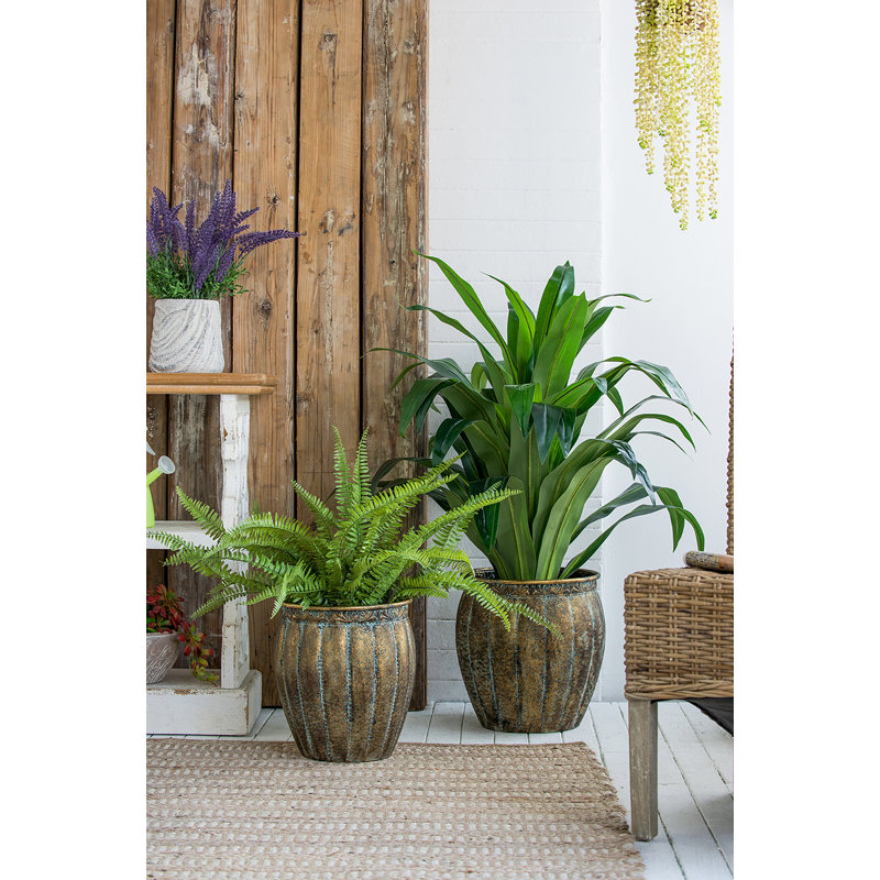 S/2 Iron Flower Pot L:13x13x14.5'' S:11x11x13.5''