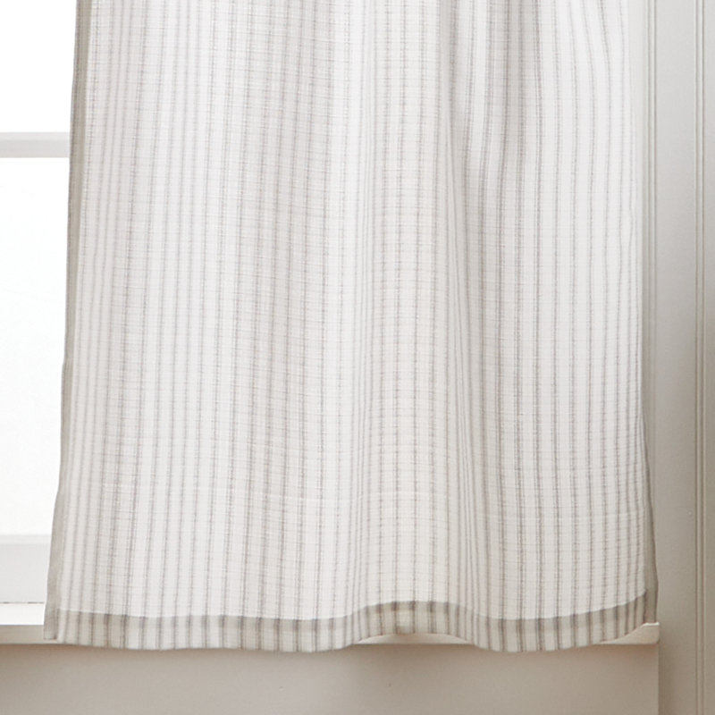 Gray and White Cotton Polyester Coastal Tier Curtains Set