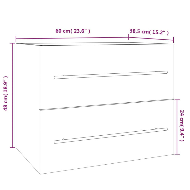 60cm Single Bathroom Vanity Base Only, Smoked Oak