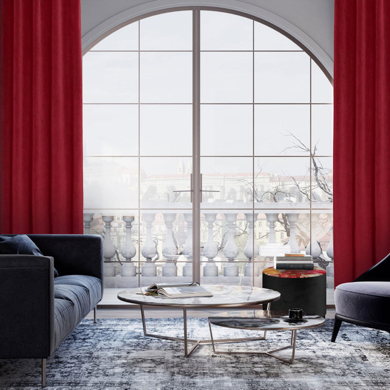 Macdoel Room Darkening Curtain Pair, Burgundy