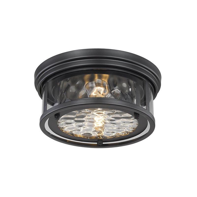 Masuda Glass Flush Mount, Matte Black