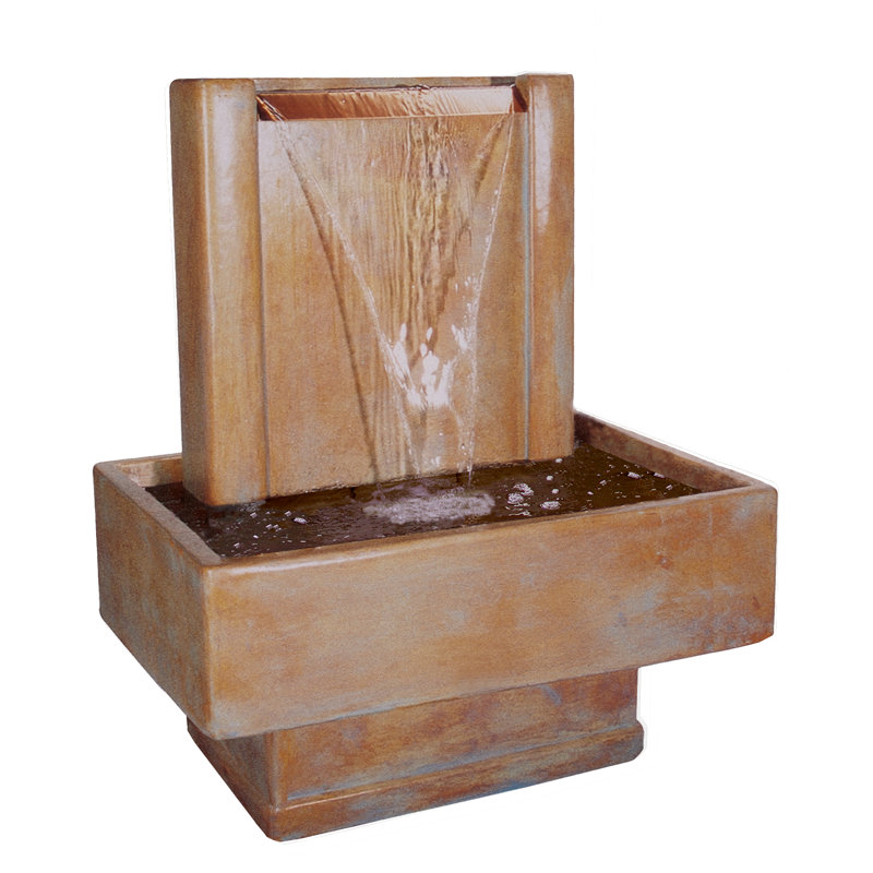 Del Mar Handcrafted Outdoor Concrete / Cement Weather Resistant Fountain, Copper, 45" H x 40"W x 24"D