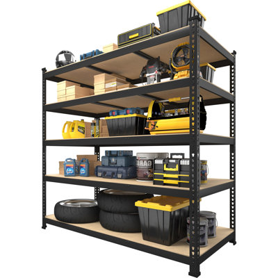 Storage Shelves 5 Tier Garage Shelving Heavy Duty Adjustable Metal Shelving Unit For Garage Shelves Utility Rack Shelf For Basement Pantry Closet Shelves,black