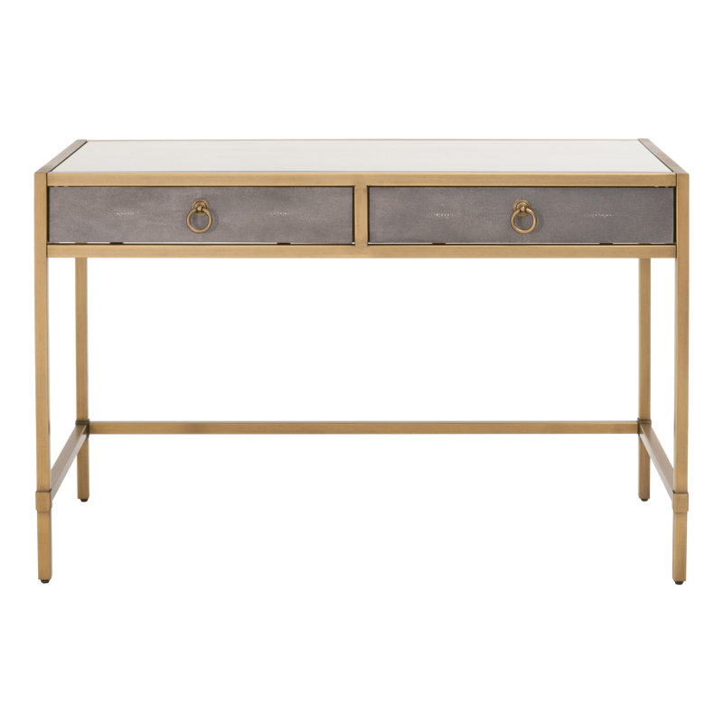 Mercato Metal Base Writing Desk, Gray/Gold