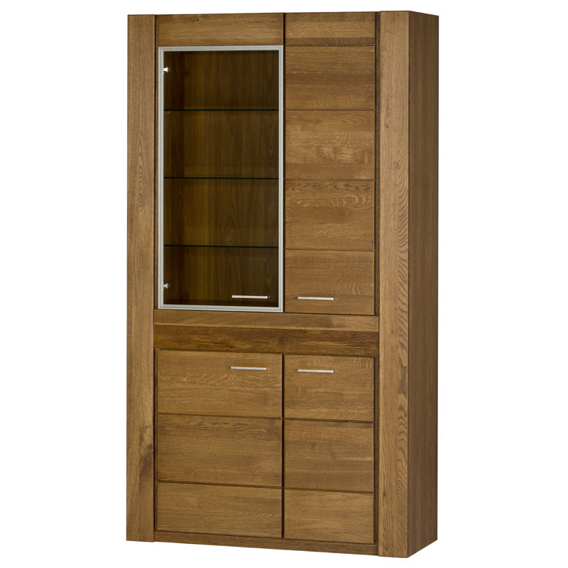 VELVET Solid + Manufactured Oak Wood 4-Door Display Cabinet, With