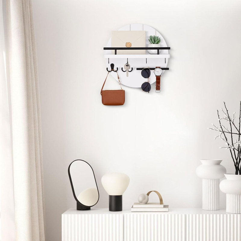 Wood Wall Organizer, White/Black