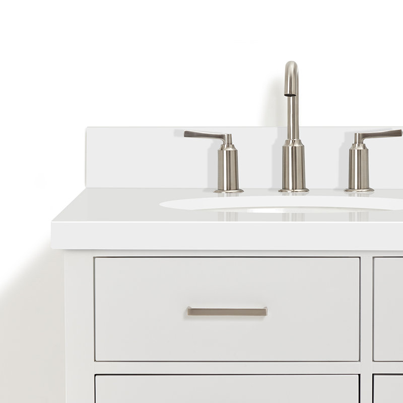 Ensemble de meuble-lavabo double mural 61 po Macmullin, Nickel brossé, Blanc