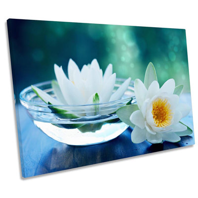 Bathroom Water Lilies Floral - Wrapped Canvas Print