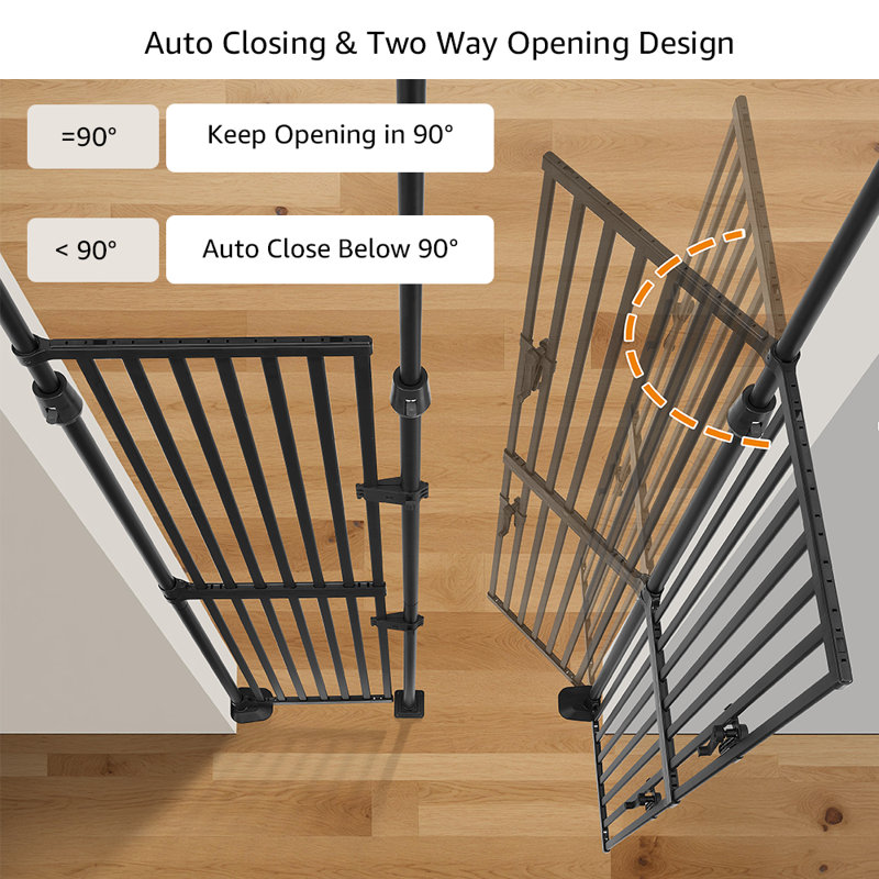 Steel Pressure Mounted Pet Gate, 248.9cm (218.4cm) H x 86.36cm(53.4cm) W x 2.8cm D