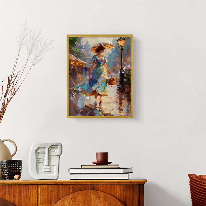 WOMEN-CCDXL - Reproduction d'art encadrée de qualité supérieure - prête à être accrochée, Or, H 28 po x l 22 po