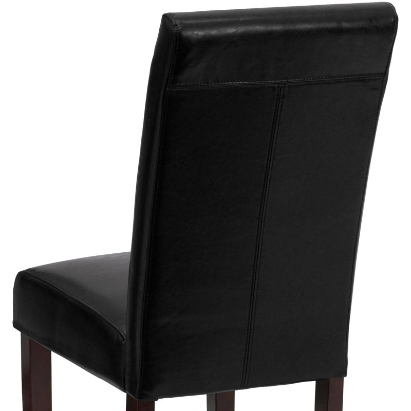 Chaises de salle à manger rembourrées à dossier traditionnel LeatherSoft, Noir