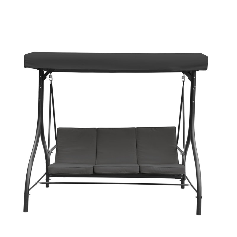 Porch Swing with Adjustable Canopy, Black