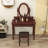 Vanity Desk With Adjustable Angle Mirror, Vintage Vanity Makeup Table And Cushioned Stool Set With Velvet Fabric Lining 5 Drawers,Wooden Dressing Table Set For Bedroom, Walnut-683549279