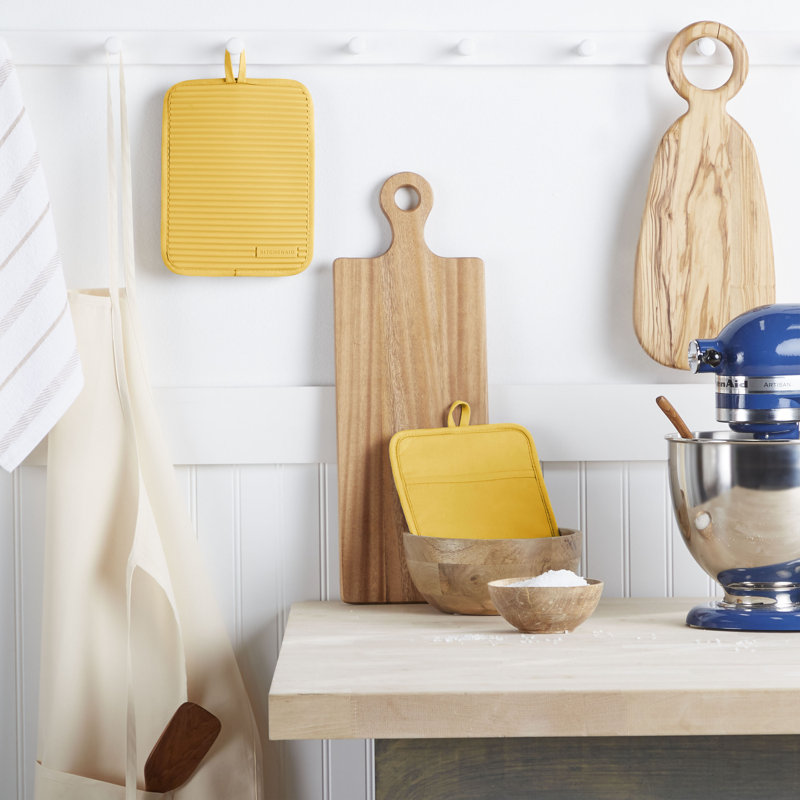 KitchenAid Ribbed Soft Silicone Potholder, Yellow Sorbet