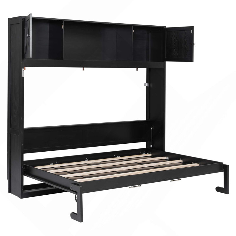 Lit escamotable avec armoires de rangement, Black