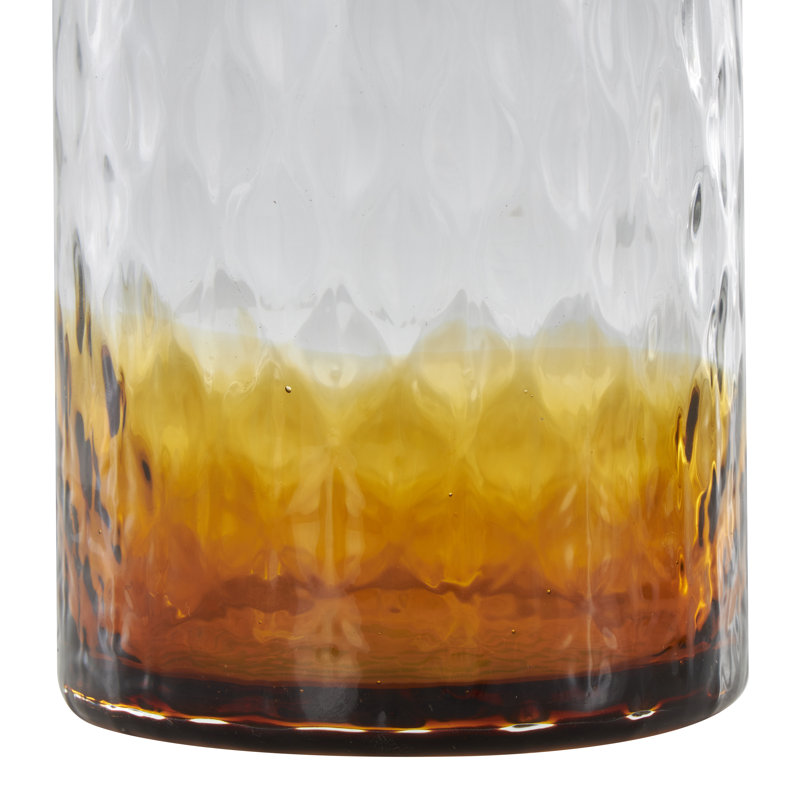 Nelligan Glass Faceted Ombre Geometric Decorative Jars with Diamond Knobs Set, Orange