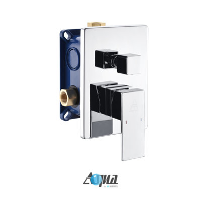 Kube ASV143 Aqua Piazza by KubeBath 3-Way Rough-In Valve With Cover Plate, Handle and Diverter