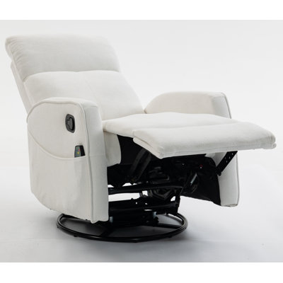 Short Plush Manual Button Armchair Sofa-White