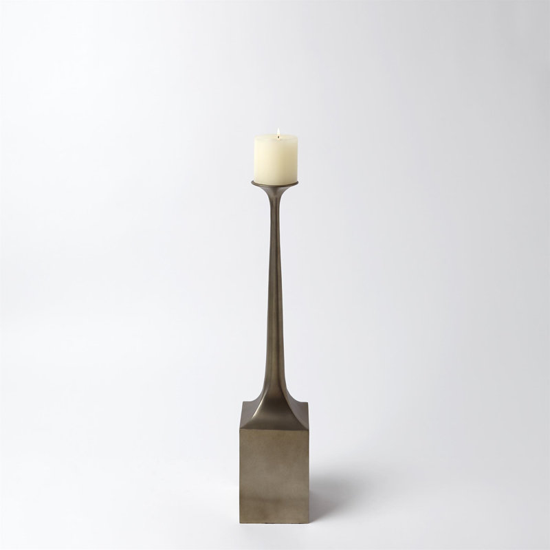 Giacometti-Inspired Bronze & Aluminum Tall Candlestick Holder