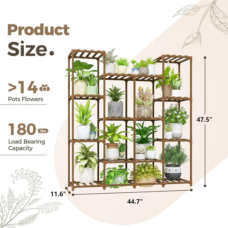 Présentoir à plantes 14 tablettes en bois massif