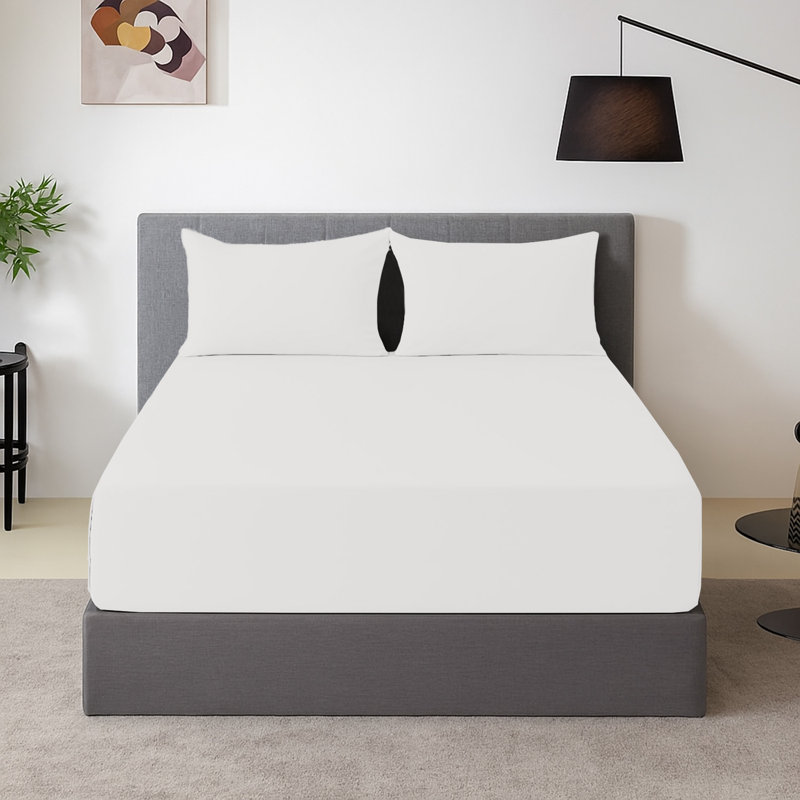 Harper-Mae Microfiber Brushed Fitted Sheet Deep Pocket 25 cm, White, Super King (6')