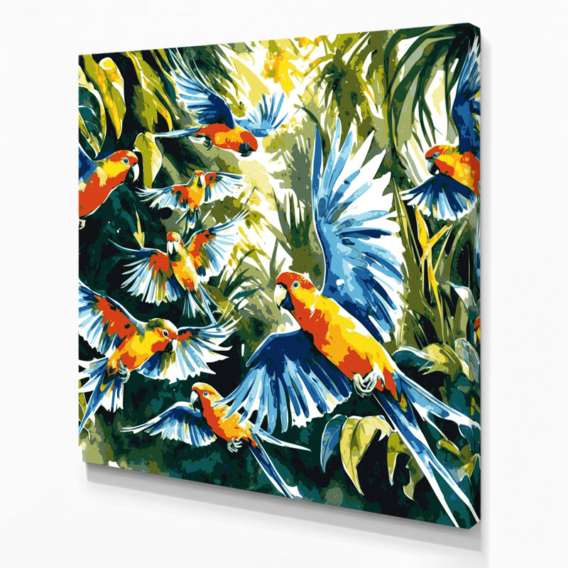 «Birds Rainbow Lorikeet», art mural sur toile bleue, H 16 po x l 16 po