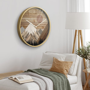 Snowy Mountain Wooden Decor Wooden Large Wall Clock Living Room Kitchen Bedroom Office