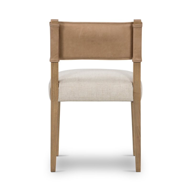 Side Chair in Charcoal, Polyester/Leather Winchester Beige, Natural