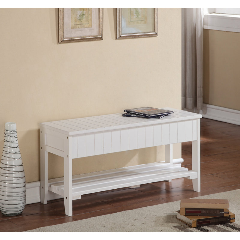 Banc à chaussures de rangement en bois massif blanc - Pratique et élégant, une option moderne et raffinée
