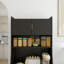 Armoire de rangement 71 po avec station de charge, 2 prises et 1 port USB 1Type-C, garde-manger avec 2 armoires, 1 grand tiroir de rangement et 1 grand comptoir